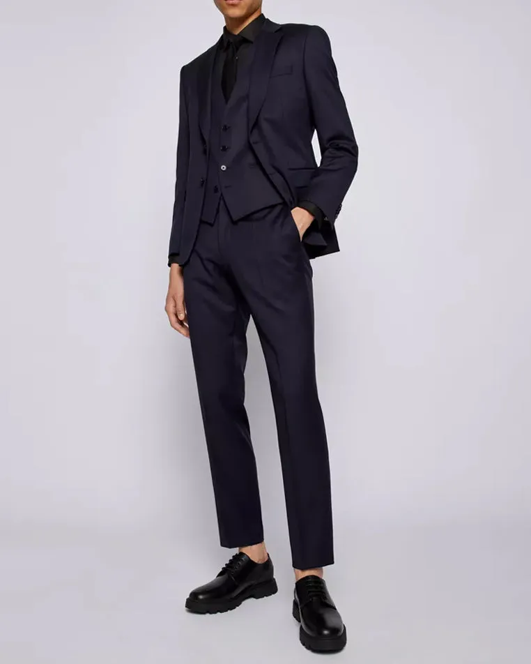BOSS Men's Formal Trousers in Virgin-Wool Serge in Dark Blue 50469174-401 sold by J&Z Couture product image thumbnail 4