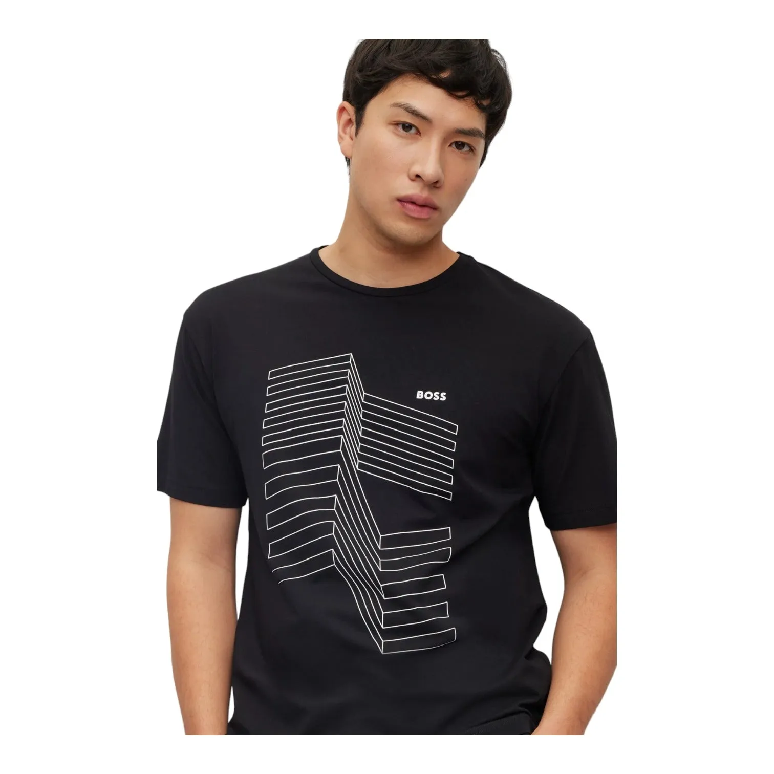 BOSS Relaxed-Fit T-Shirt in Stretch Cotton with Logo Artwork 50501231-001 sold by J&Z Couture product image thumbnail 2