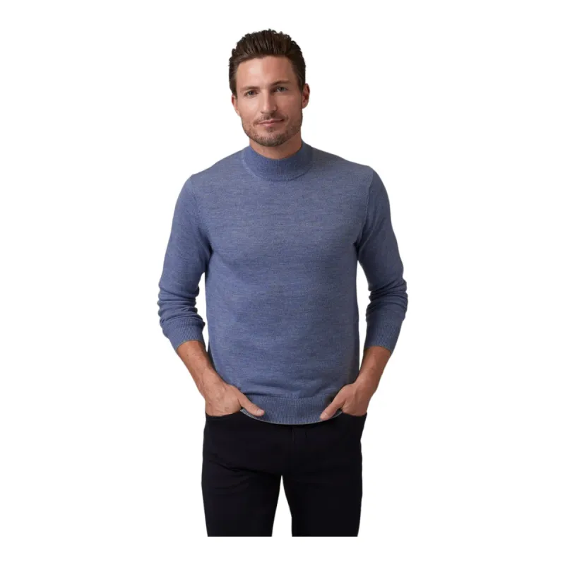 Raffi Classic Men's Mock Neck Sweater in 100% Merino Wool  HWC19398 Indigo sold by J&Z Couture