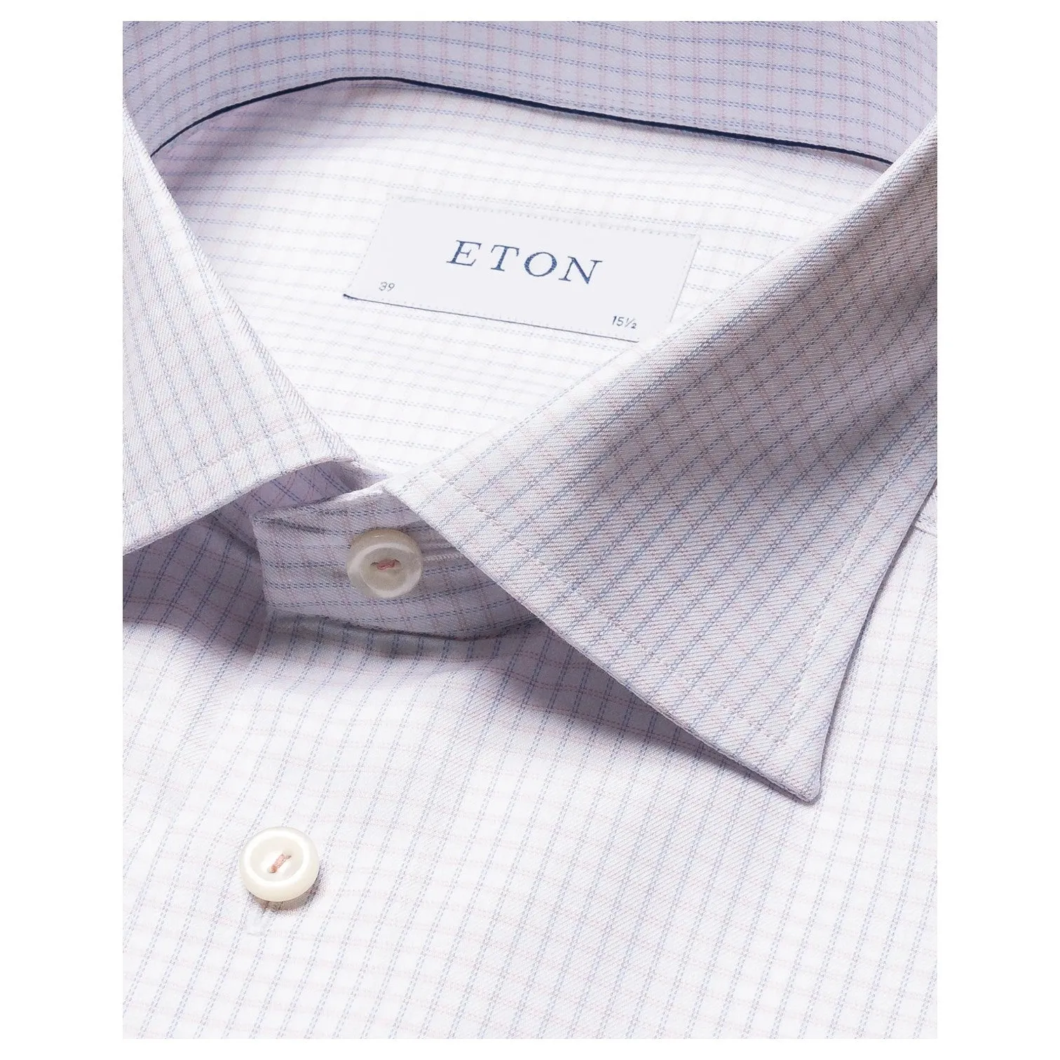 Eton Pink Checked Cotton & TENCEL™ Lyocell Shirt 100011655 71 sold by J&Z Couture product image thumbnail 2
