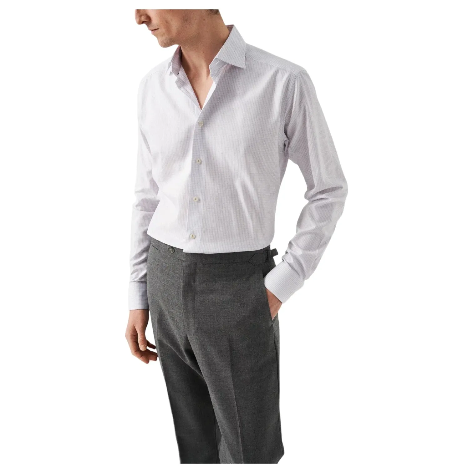 Eton Pink Checked Cotton & TENCEL™ Lyocell Shirt 100011655 71 sold by J&Z Couture product image thumbnail 4