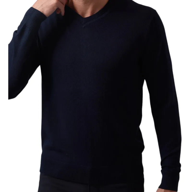 Raffi Classic V-Neck Sweater In 100% Merino Wool   HWC19391 Navy sold by J&Z Couture