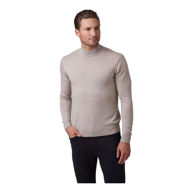 Raffi Classic Men's Mock Neck Sweater in 100% Merino Wool HWC19398 Oat sold by J&Z Couture
