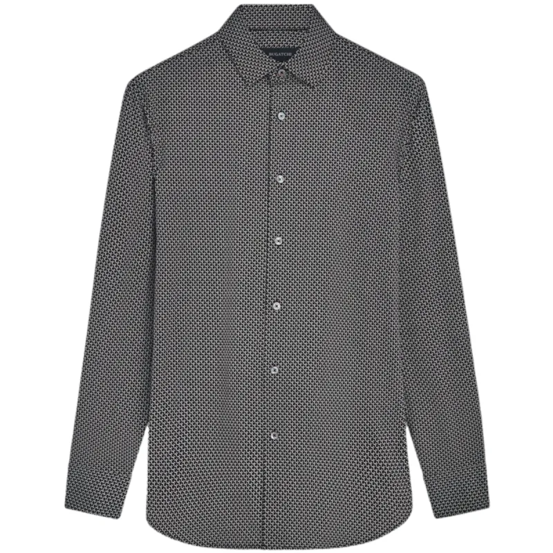 Bugatchi James Geometric OoohCotton® Shirt  CF9116K60 Black sold by J&Z Couture