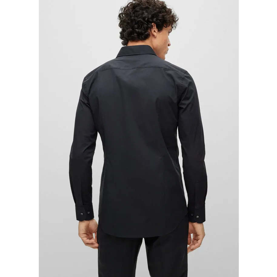 BOSS Men's Slim-Fit Shirt in Easy-Iron Stretch-Cotton Poplin in Black 50469345-001 sold by J&Z Couture product image thumbnail 3
