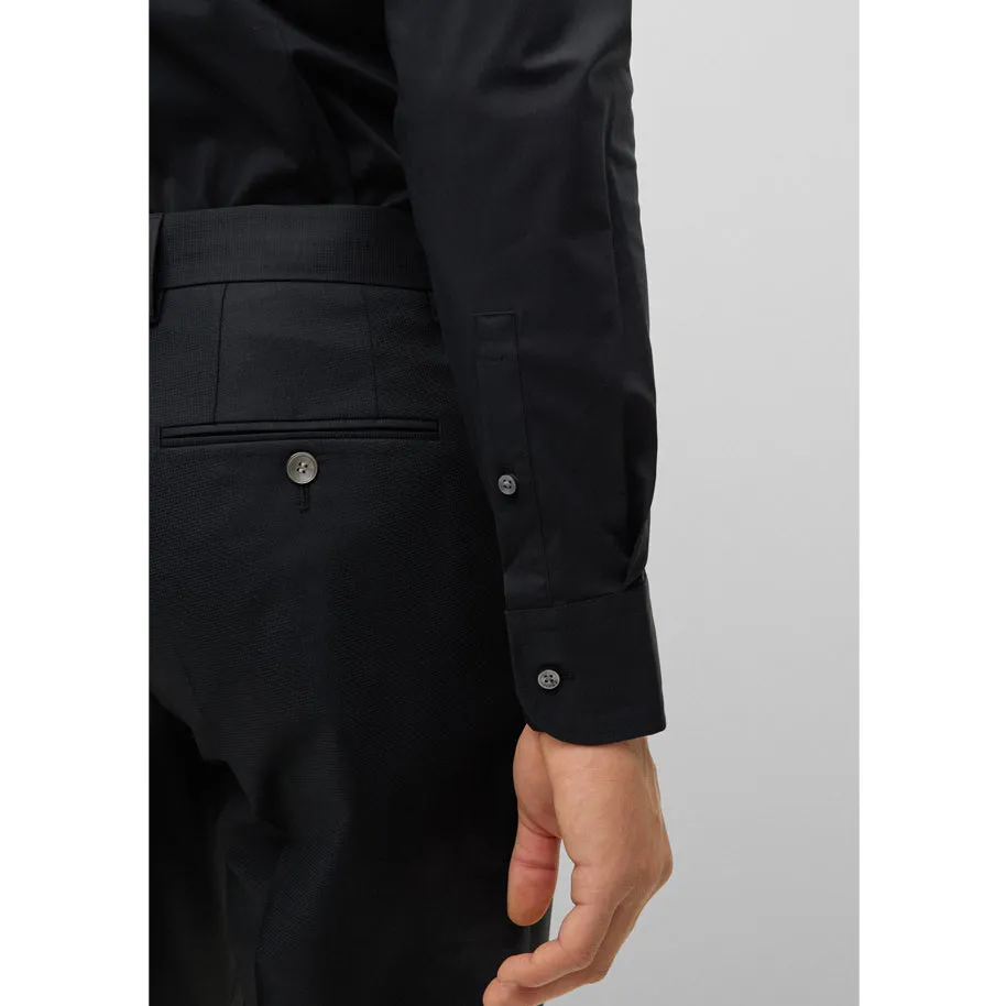 BOSS Men's Slim-Fit Shirt in Easy-Iron Stretch-Cotton Poplin in Black 50469345-001 sold by J&Z Couture product image thumbnail 4