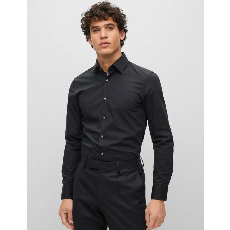 BOSS Men's Slim-Fit Shirt in Easy-Iron Stretch-Cotton Poplin in Black 50469345-001 sold by J&Z Couture product image thumbnail 2