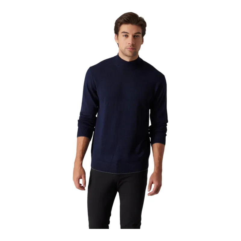 Raffi Classic Men's Mock Neck Sweater in 100% Merino Wool  HWC19398 Navy sold by J&Z Couture