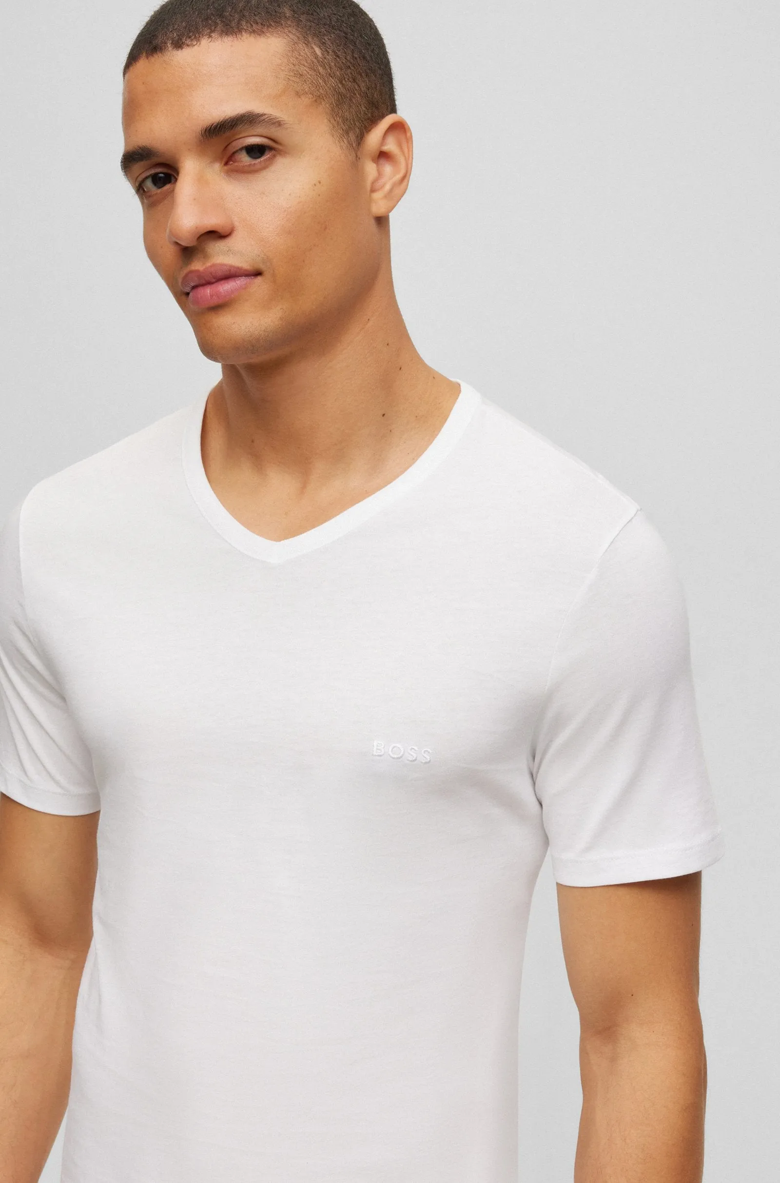 BOSS Three-Pack of V-Neck T-Shirts in Cotton Jersey 50475285-100 sold by J&Z Couture product image thumbnail 2