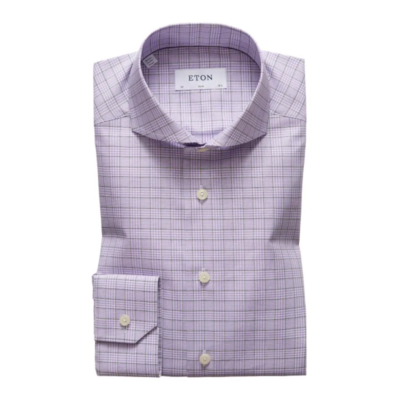 Eton Purple Plaid Cotton Shirt In Slim Fit  100000443 73 sold by J&Z Couture