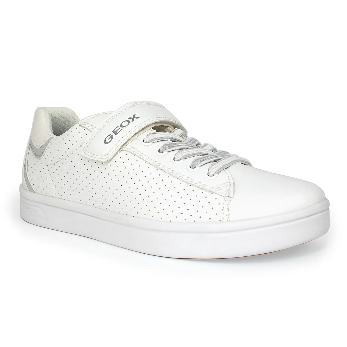 Geox Djrock Boy Sneaker in White/Light Gray J355VA-054FU-C1236 sold by J&Z Couture