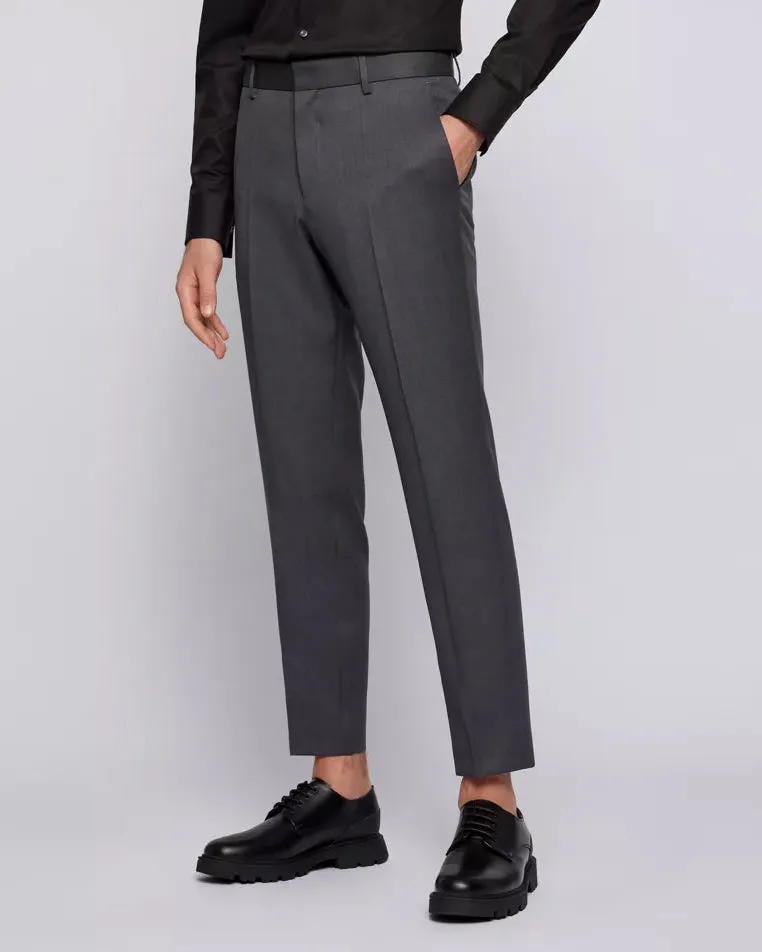 BOSS Men's Formal Trousers in Virgin-Wool Serge in Gray 50469174-021 sold by J&Z Couture