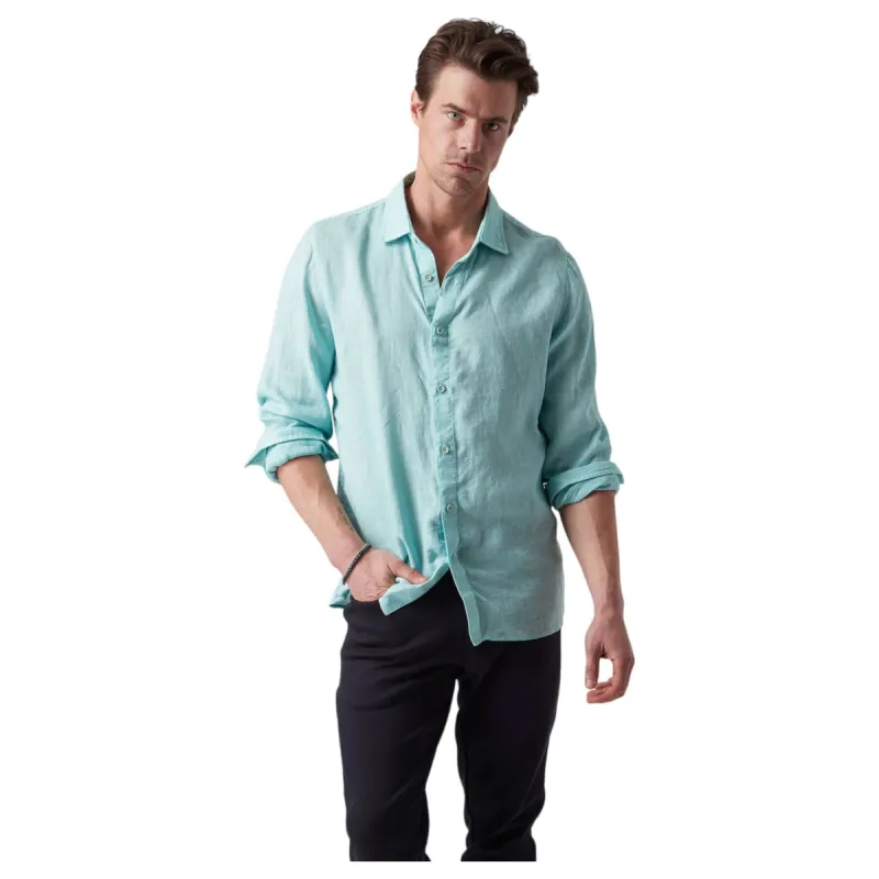 Raffi Linen Shirt In Seaglass  QP12800 Seaglass sold by J&Z Couture