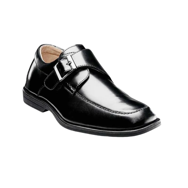 Florsheim Reveal Jr. Boys' Moc Toe Monk Strap Oxford-Black 16541-001 made by Florsheim