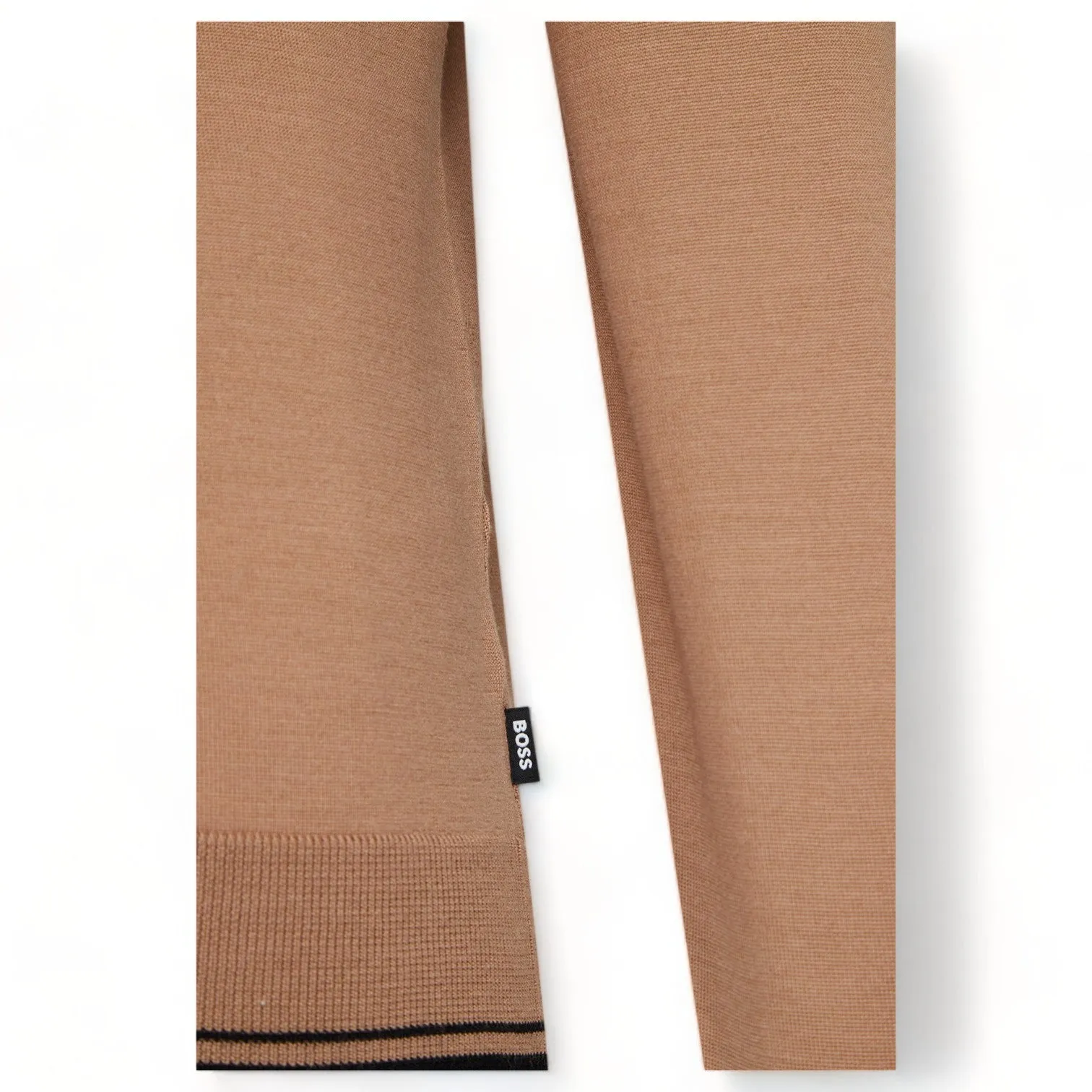 BOSS Mock-Neck Sweater In A Wool Blend - Open Brown 50506011 249 sold by J&Z Couture product image thumbnail 4