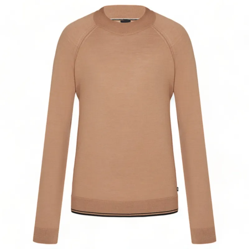 BOSS Mock-Neck Sweater In A Wool Blend - Open Brown 50506011 249 sold by J&Z Couture