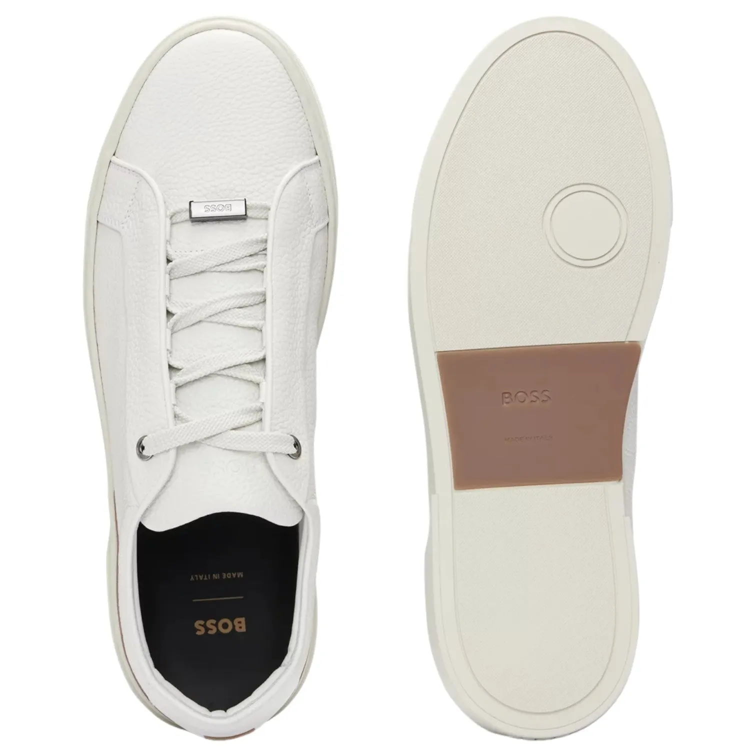 BOSS Grained-Leather Trainers With Contrasting Details White 50504331-112 sold by J&Z Couture product image thumbnail 4