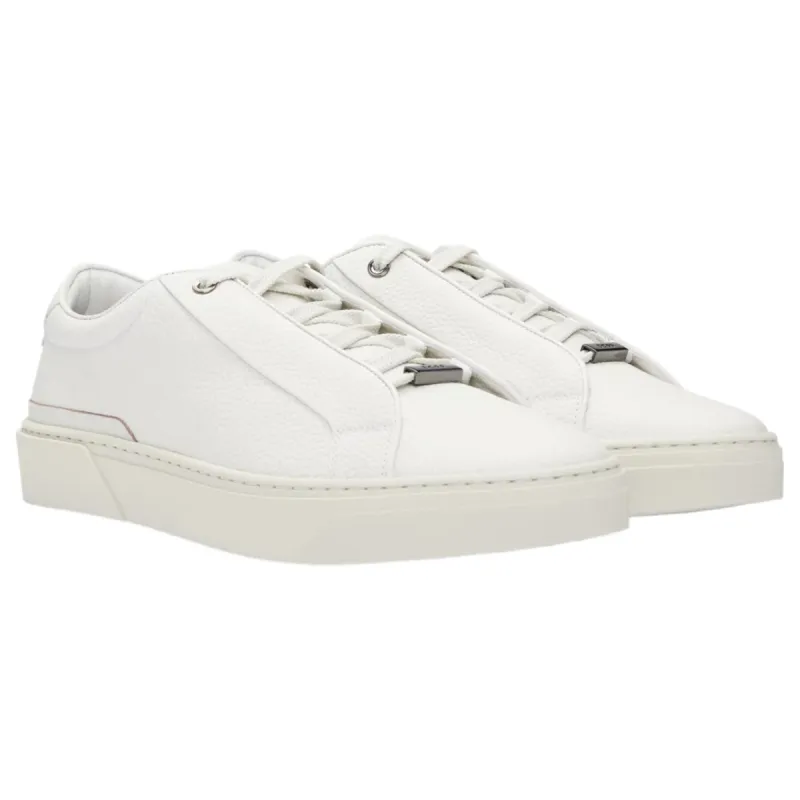 BOSS Grained-Leather Trainers With Contrasting Details White 50504331-112 sold by J&Z Couture