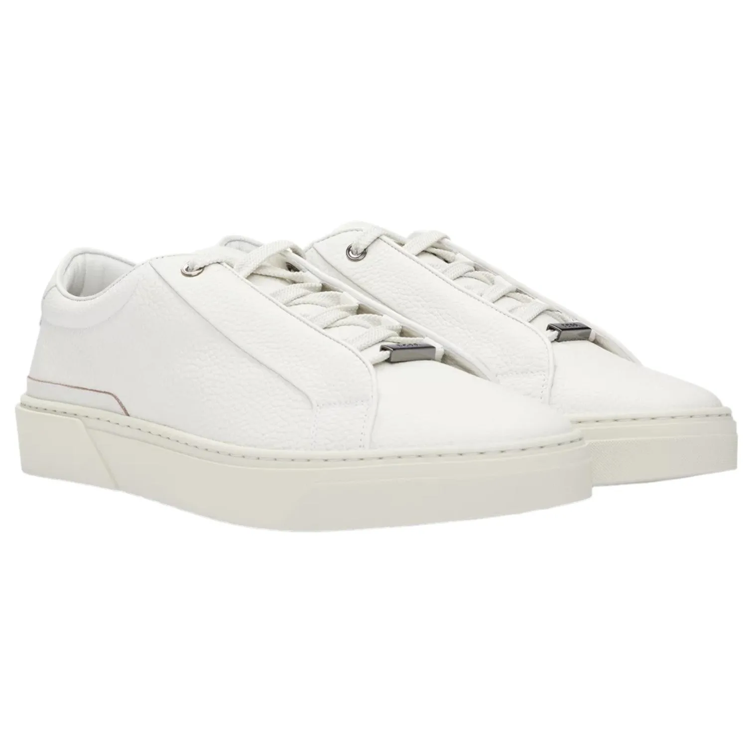 BOSS Grained-Leather Trainers With Contrasting Details White 50504331-112 sold by J&Z Couture