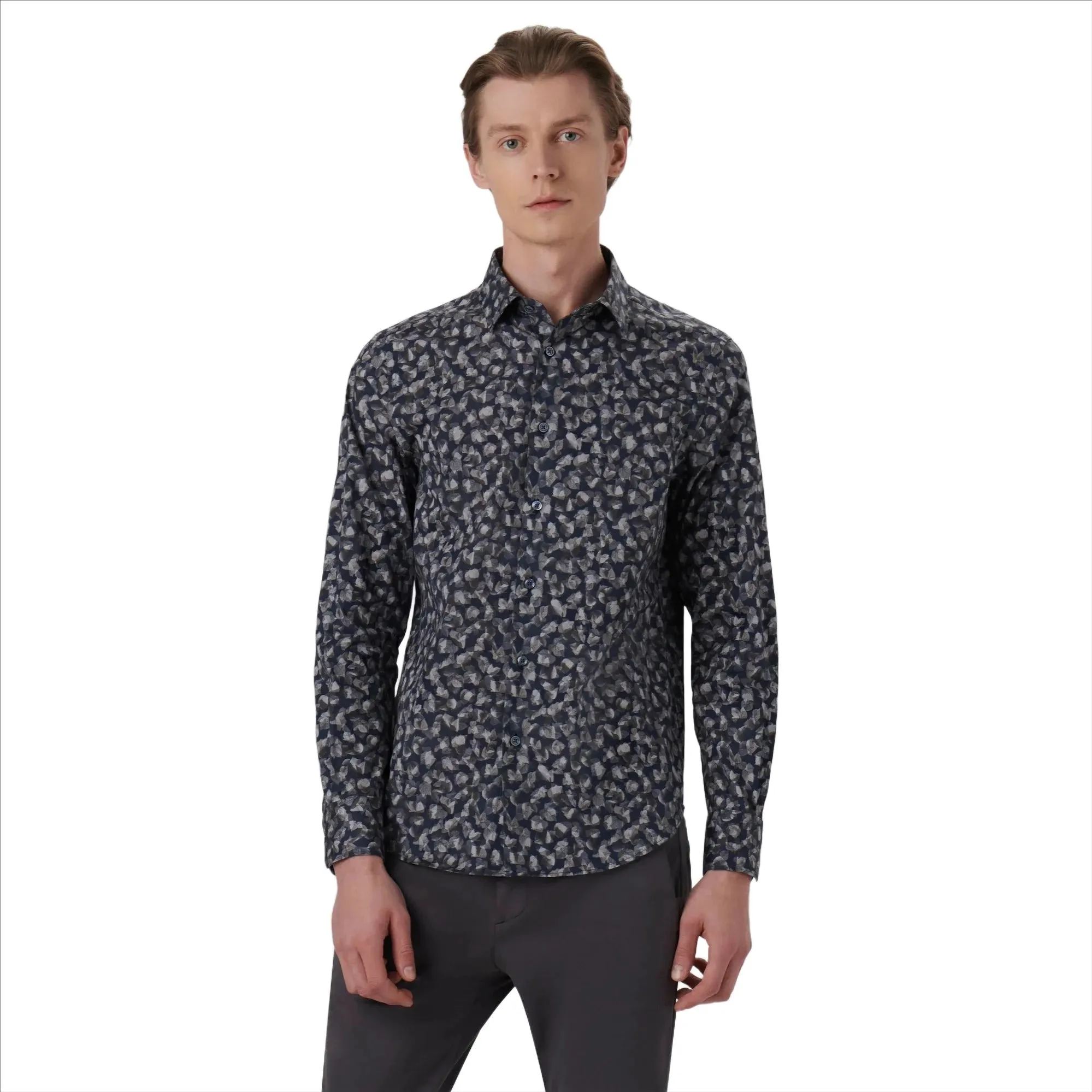 Bugatchi Julian Leaf Print Shirt CS3103L3S Chestnut sold by J&Z Couture product image thumbnail 2