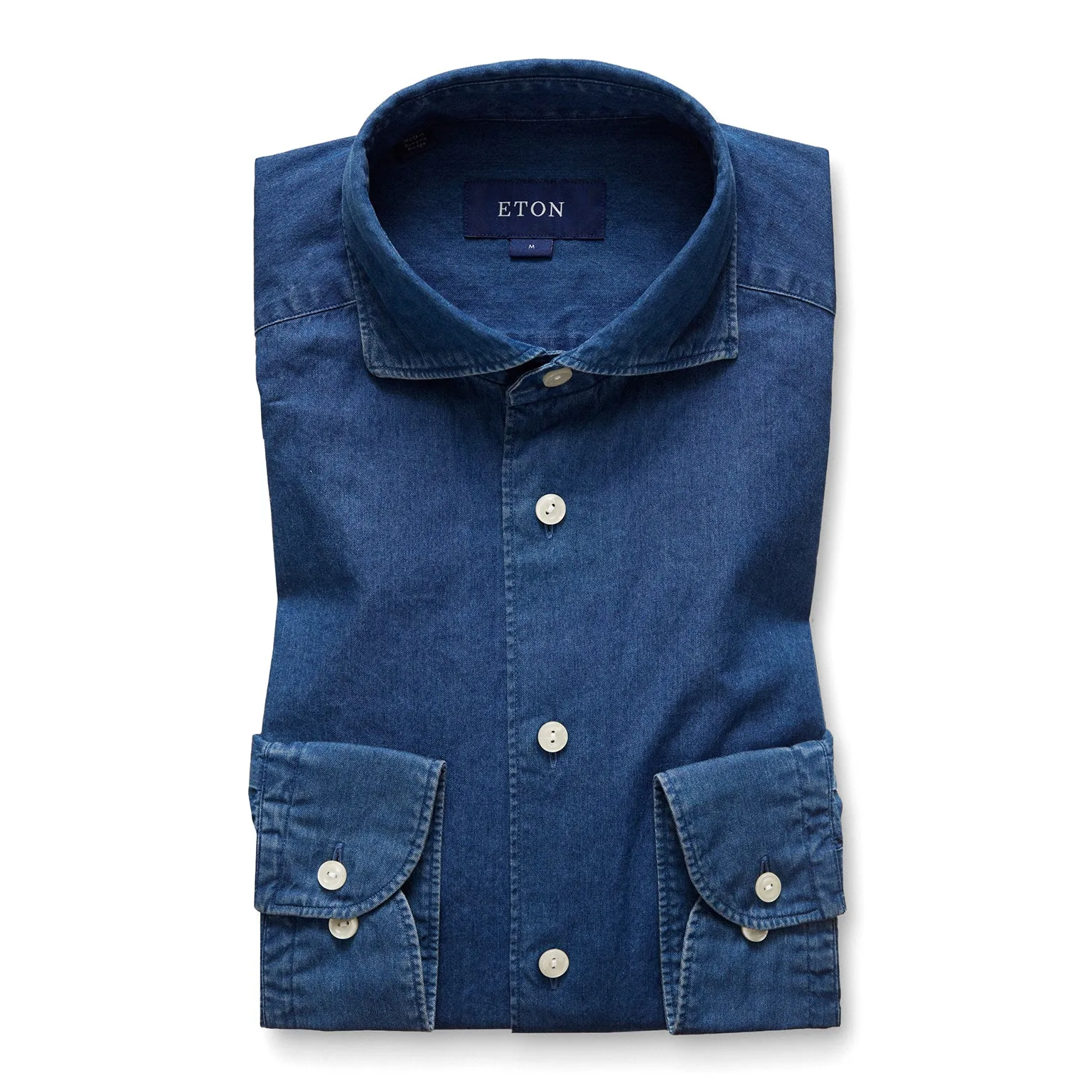 Eton Men's Slim-Fit Mid-Blue Lightweight Denim Shirt 980184580 28 sold by J&Z Couture