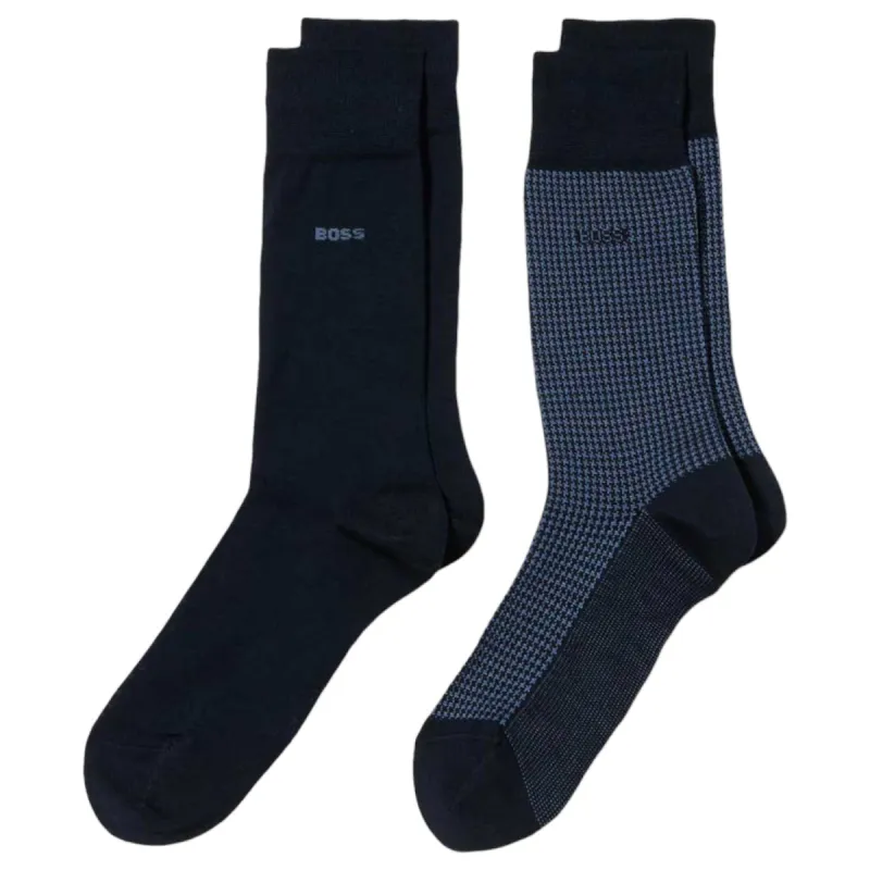 BOSS Houndstooth Mc Socks 2 Pairs In Blue 50509442 401 sold by J&Z Couture