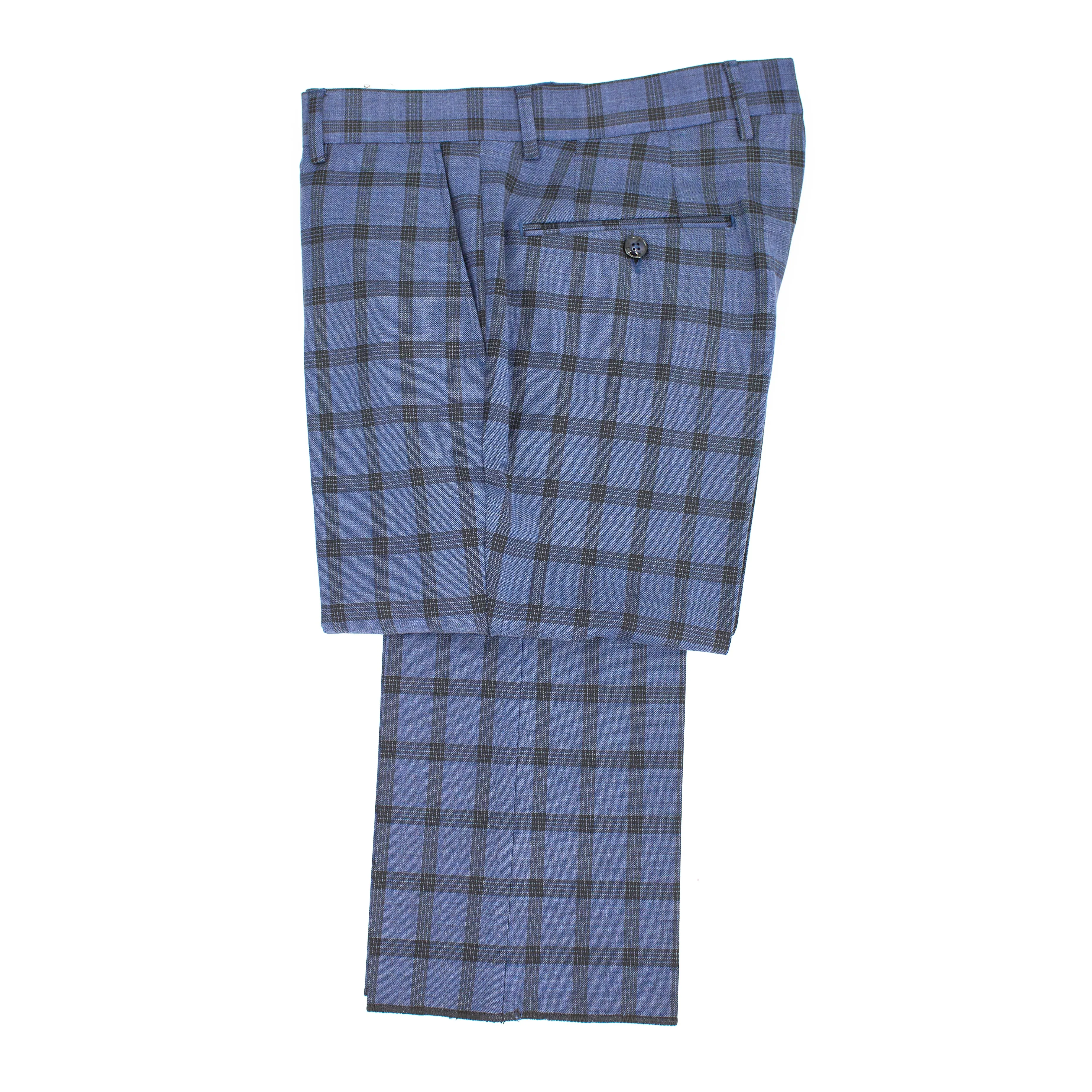 Fabio Paoloni Men's Double-Breasted Blue Windowpane Suit sold by J&Z Couture product image thumbnail 5