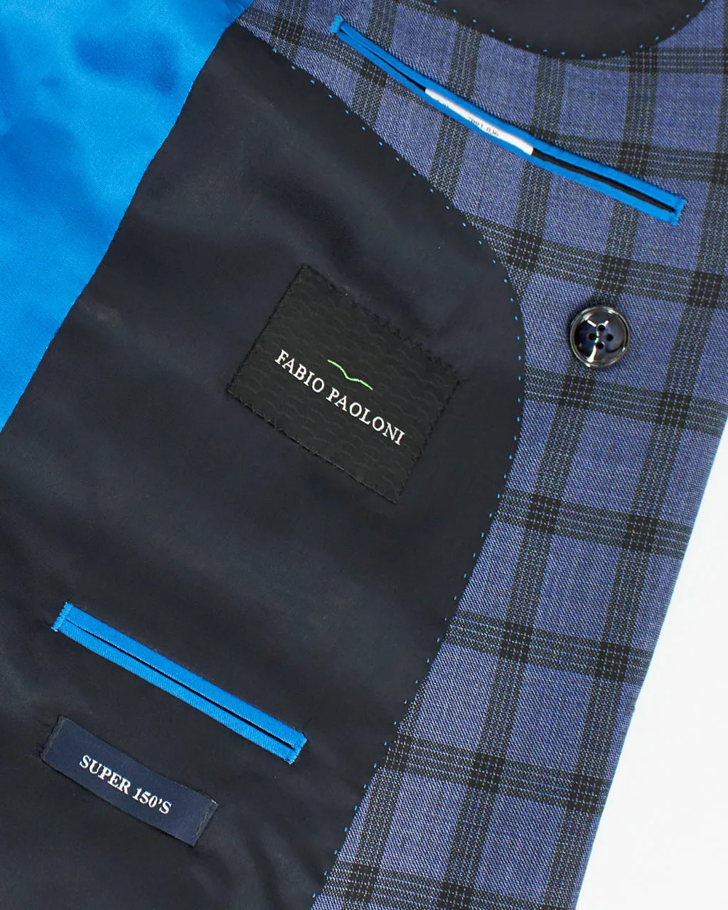 Fabio Paoloni Men's Double-Breasted Blue Windowpane Suit sold by J&Z Couture product image thumbnail 3