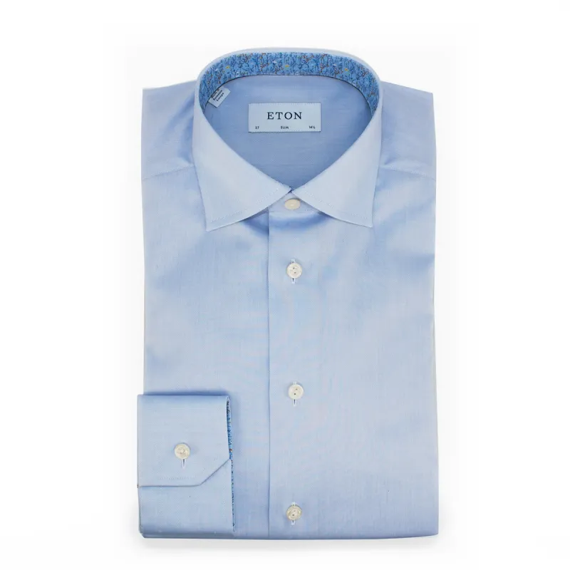 Eton Men's Signature Twill Shirt – Light Blue with Floral Details 100003315 21 sold by J&Z Couture