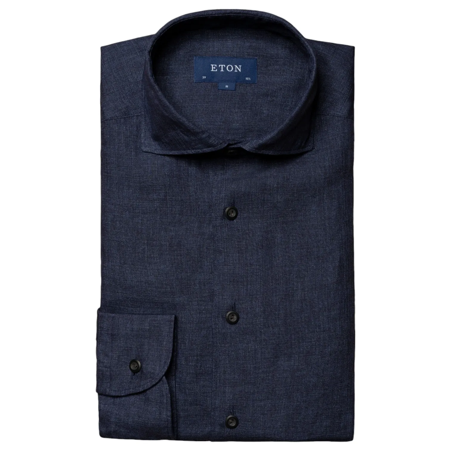Eton Navy Linen Shirt-Wide Spread Slim Fit 100004420 29 sold by J&Z Couture