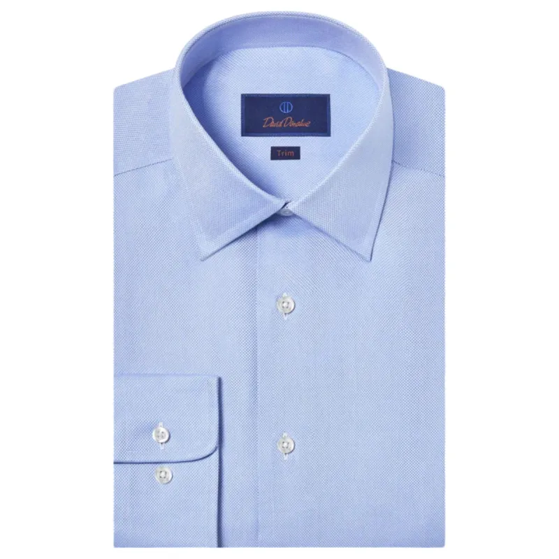 David Donahue Royal Oxford Dress Shirt In Blue  TB7202454 Blue sold by J&Z Couture