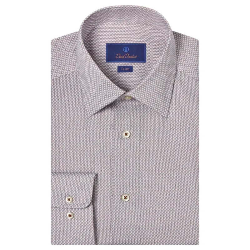 David Donahue Chocolate & Sky Micro Print Dress Shirt  TBSP09203214 Chocolate sold by J&Z Couture