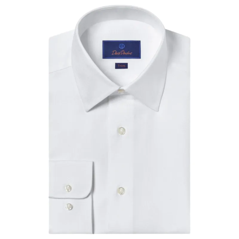 David Donahue Royal Oxford Dress Shirt In White TB7202110 White sold by J&Z Couture