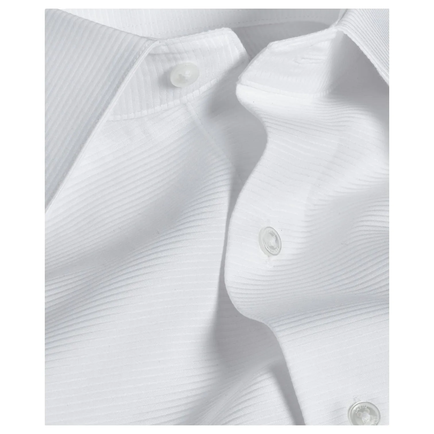 David Donahue Horizontal Rib French Cuff Formal Shirt In White TT3810110 White sold by J&Z Couture product image thumbnail 2