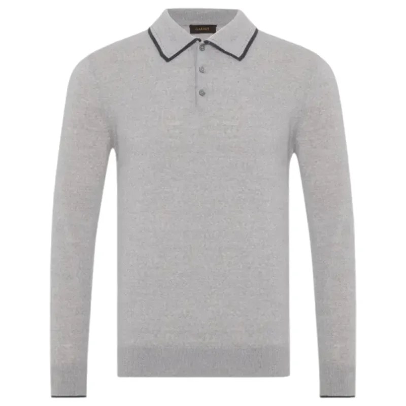 Garnet Wholesale Solid Polo Merino Sweater in Gray  2322018-10 Gray sold by J&Z Couture