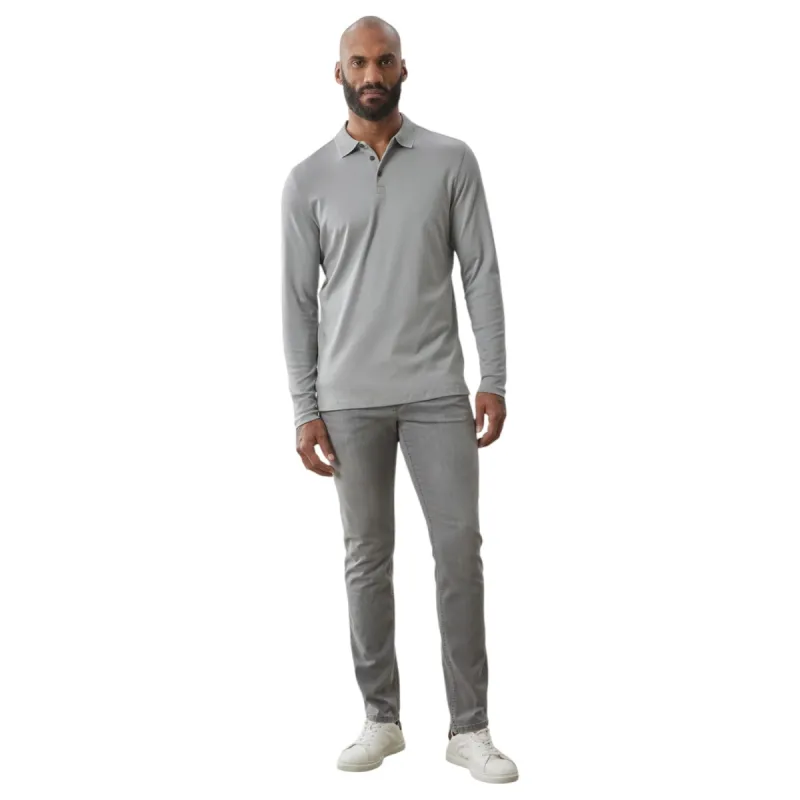 Robert Barakett Long-Sleeve Polo In Griffin Grey RB01384 Griffin Grey sold by J&Z Couture