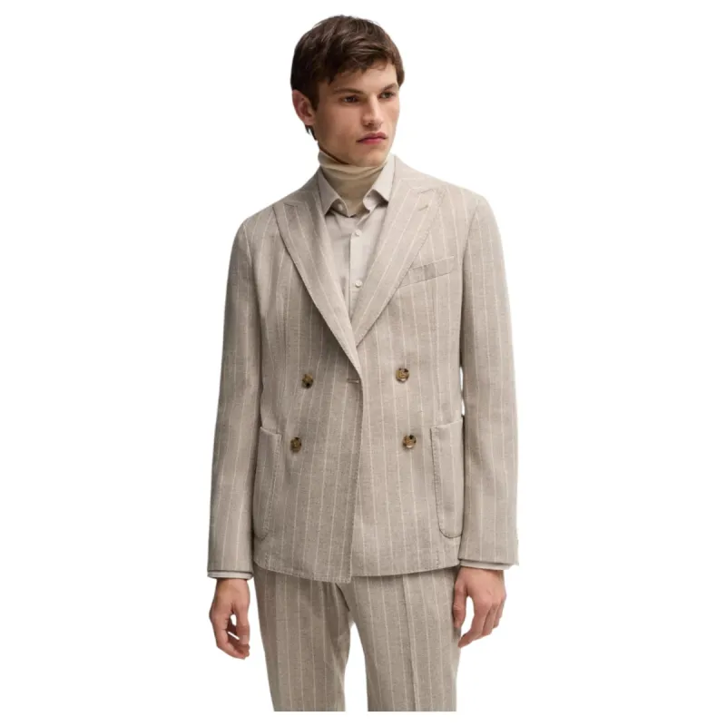 Boss Slim-fit suit in striped wool 50528161 275 Beige sold by J&Z Couture