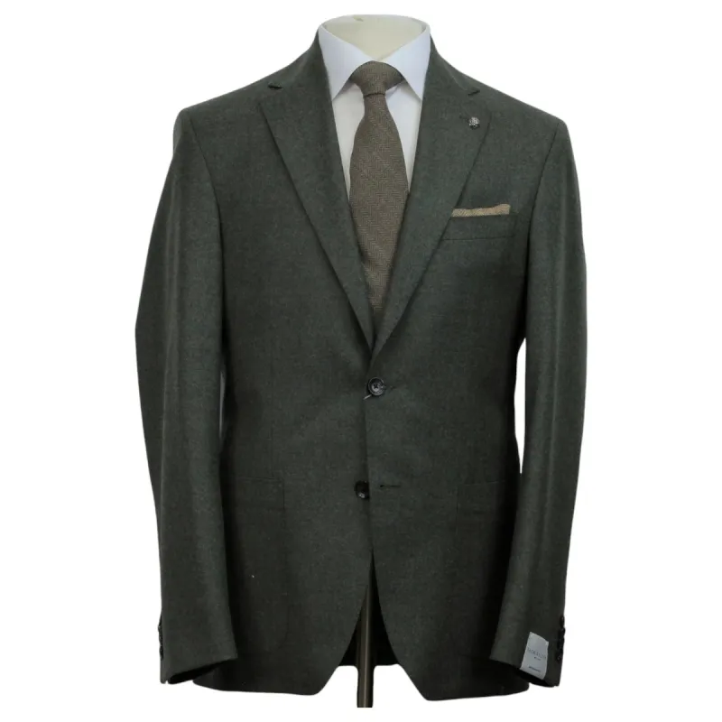 Jack Victor Green Flannel Morton Contemporary Fit Super 120s Wool Suit Engel CT 3242133 Green sold by J&Z Couture