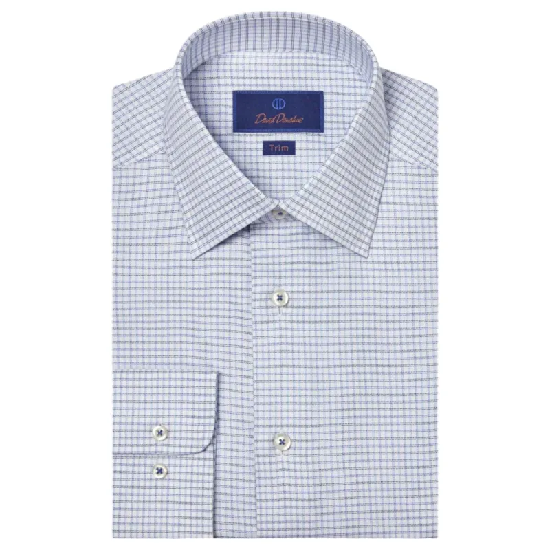 David Donahue Navy & Blue Grid Check Men's Dress Shirt  TBSP09859474 Navy & Blue sold by J&Z Couture