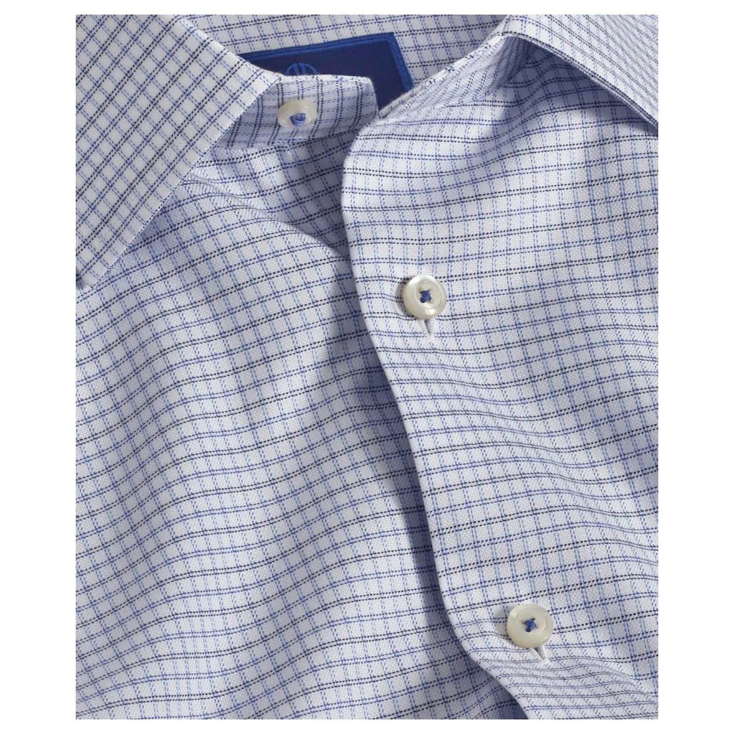 David Donahue Navy & Blue Grid Check Men's Dress Shirt TBSP09859474 Navy & Blue sold by J&Z Couture product image thumbnail 2