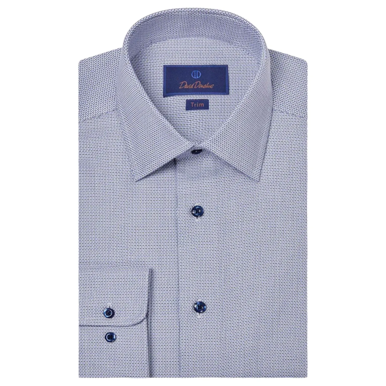 David Donahue Blue & Navy Textured Dobby Men's Dress Shirt TBSP09026414 Blue & Navy sold by J&Z Couture