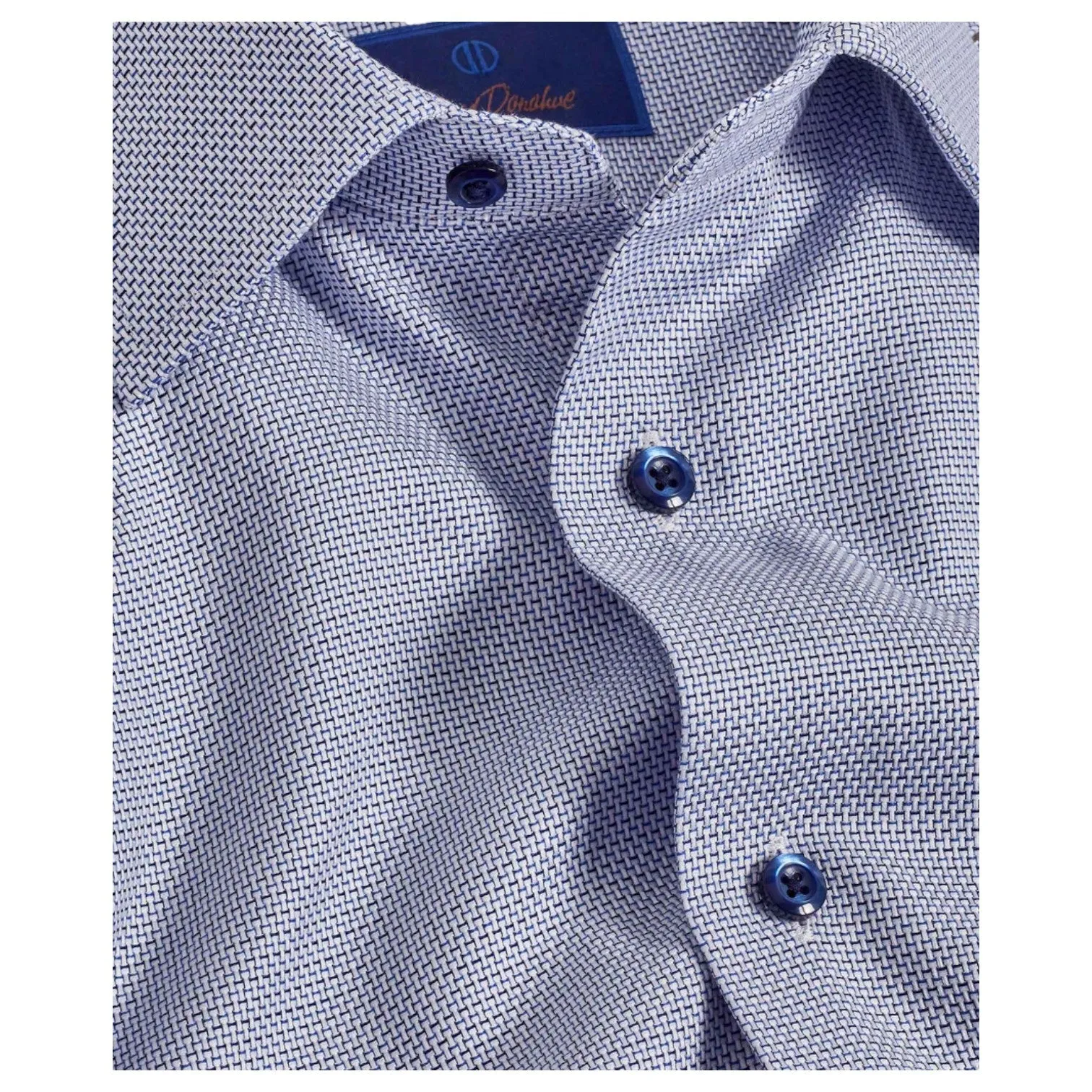 David Donahue Blue & Navy Textured Dobby Men's Dress Shirt TBSP09026414 Blue & Navy sold by J&Z Couture product image thumbnail 2
