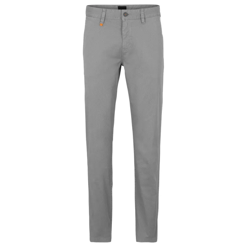 BOSS Men's Slim-Fit Trousers in Printed Stretch-Cotton Twill in Gray 50489107-029 sold by J&Z Couture