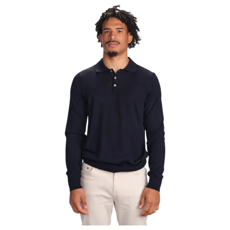 Garnet Long Sleeve Polo Sweater 7002-4 Navy sold by J&Z Couture