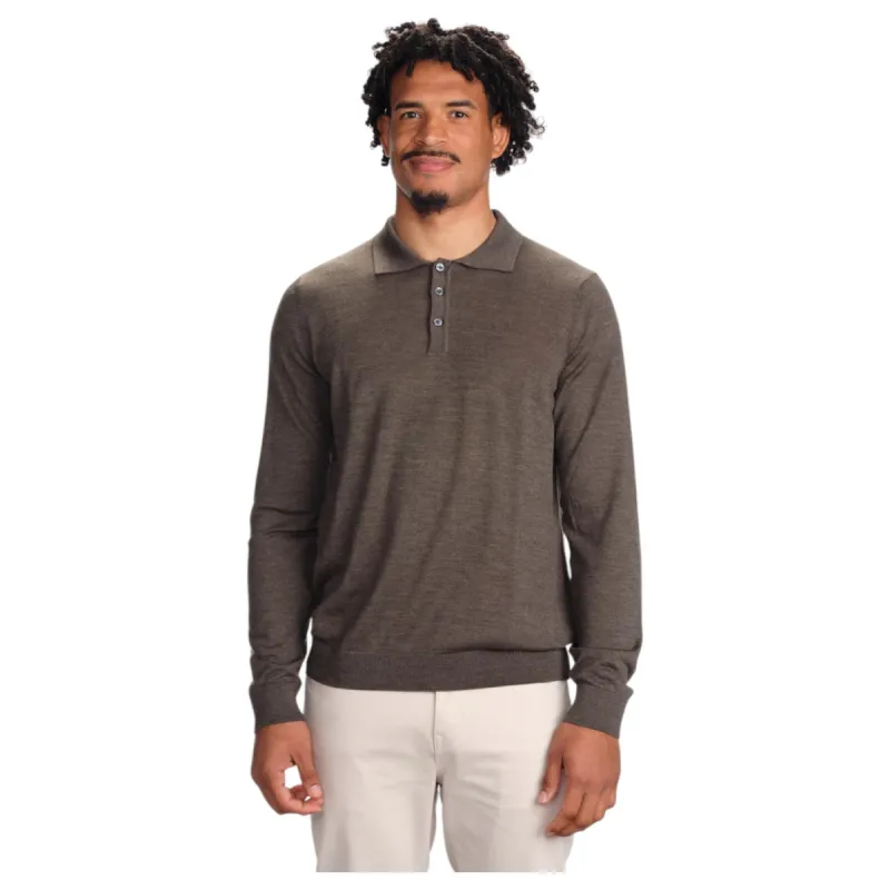 Garnet Long Sleeve Polo Sweater 7002-17 Brown sold by J&Z Couture