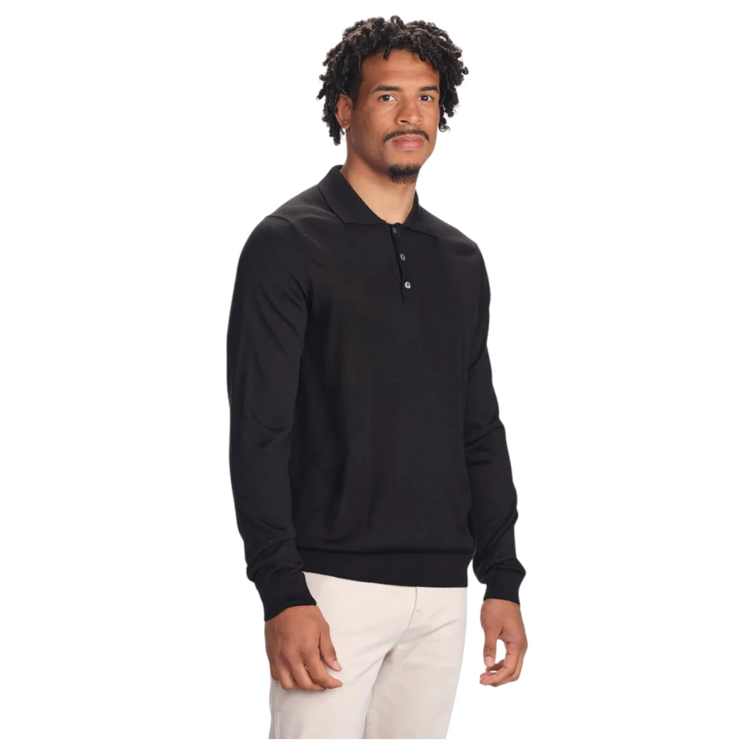 Garnet Long Sleeve Polo Sweater 7002-2 Black sold by J&Z Couture product image thumbnail 2