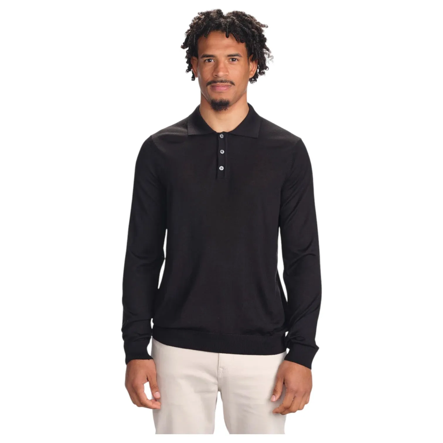 Garnet Long Sleeve Polo Sweater 7002-2 Black sold by J&Z Couture