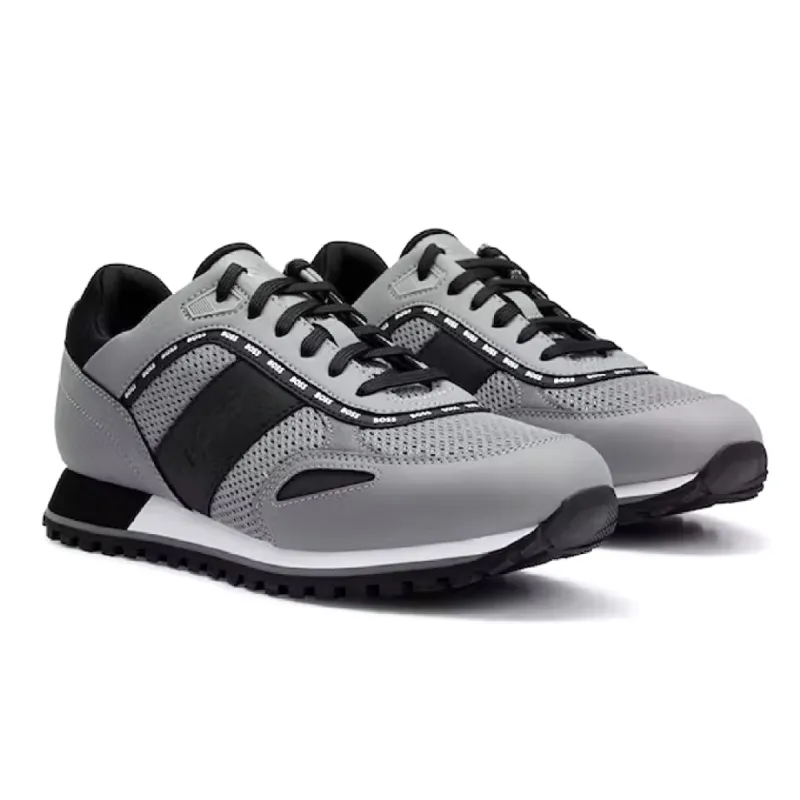 BOSS Men's Parkour Trainers with Logo Details in Gray and Black  50485704-060 sold by J&Z Couture