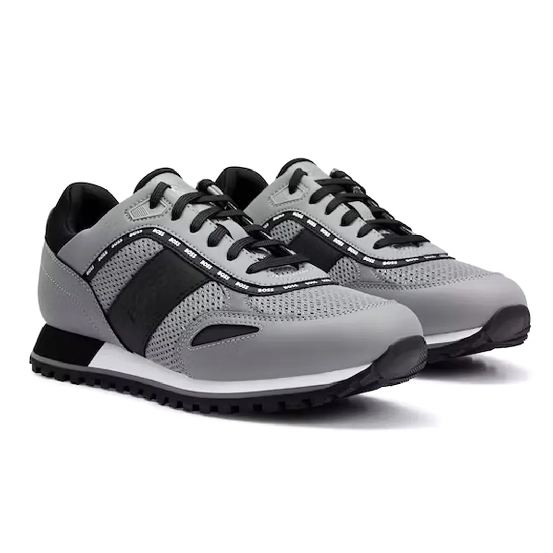 BOSS Men's Parkour Trainers with Logo Details in Gray and Black 50485704-060 sold by J&Z Couture