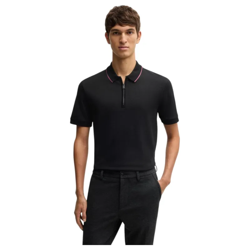 Boss Structured-Cotton Polo Shirt With Zip Placket  50532612 sold by J&Z Couture